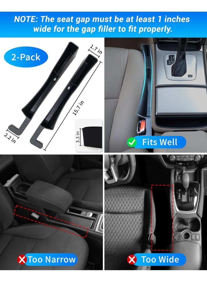 SYOSI Car Seat Gap Filler Organizer, Universal Side Gap Cover with Storage Pockets & Cable Access Hole, Multi-Functional Car Accessory for Phones, Keys, Glasses & Coins, Non-Slip Base (Black, 2-Pack) - Image 2